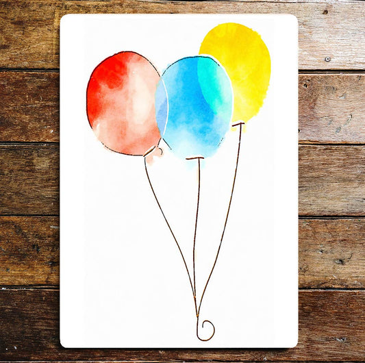 Three Balloons Red Blue Yellow Metal Sign Plaque