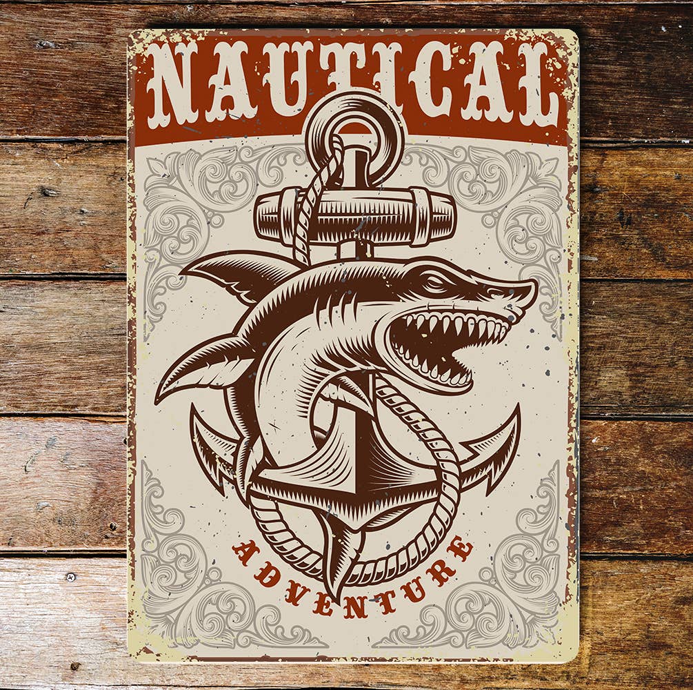 nautical adventure Shark | Metal Wall Sign Plaque