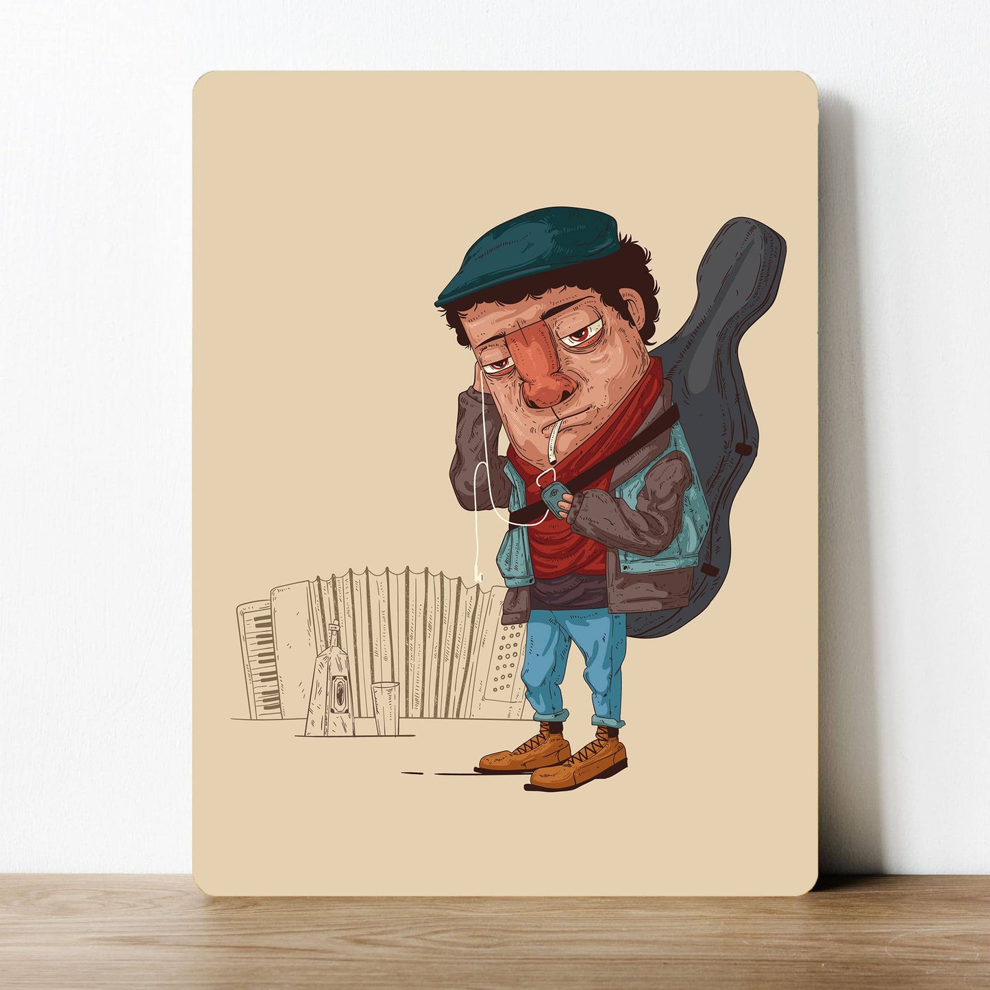 Musician Guitar Cartoon Artwork | Metal Sign Plaque