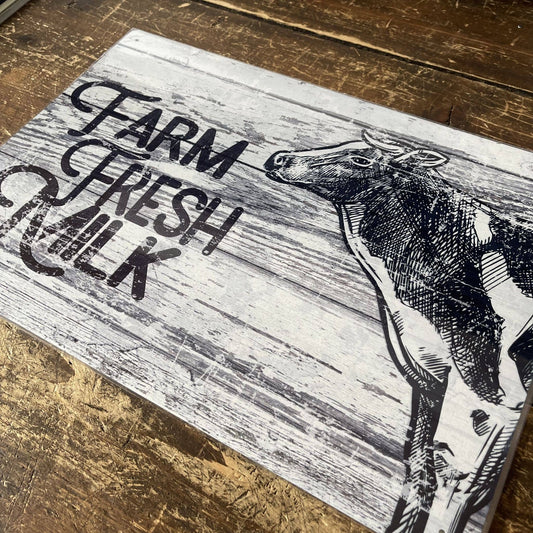 Farm Fresh Milk Cow Farmhouse | Metal Sign Plaque