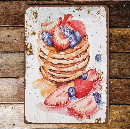 Pancake watercolour Kitchen Metal Wall Sign Plaque