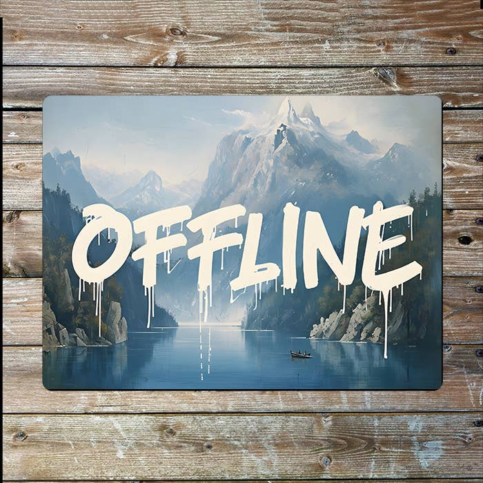 Offline White Graffiti Painting | Metal Sign Plaque