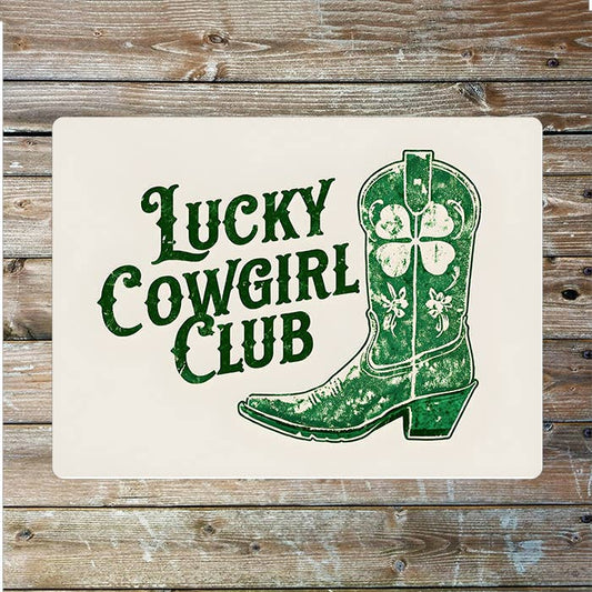 Lucky Cowgirl Club Irish Cowboy Western | Metal Sign Plaque