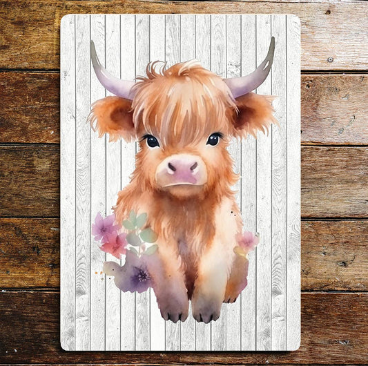 Baby Highland calf Art | Metal Sign Plaque
