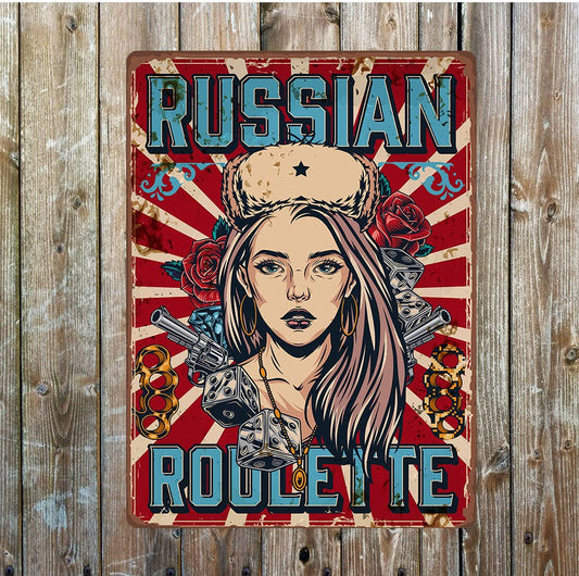 Russian Roulette guns roses Metal Sign Plaque