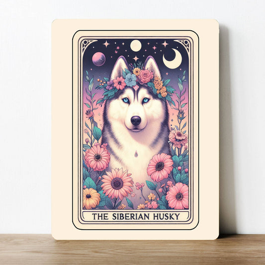 The Siberian Husky Dog Tarot Card Magic Metal Sign Plaque