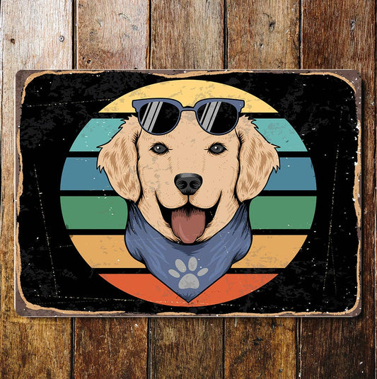 dog golden retriever | Metal Wall Sign Plaque