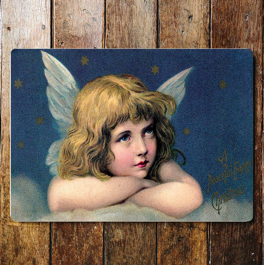 Merry Christmas angel Night Wall | Metal Sign Plaque