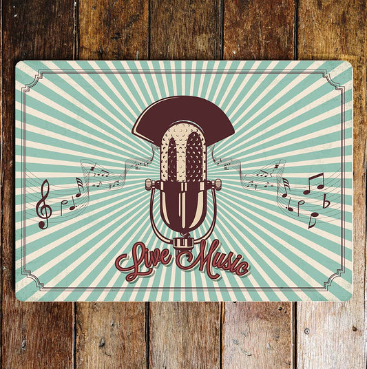 Live music microphone music notes | Metal Sign