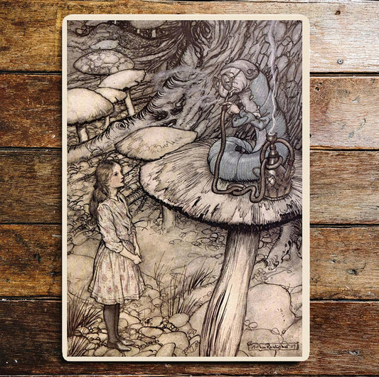 Alice in Wonderland Smoking Worm | Metal Wall Sign Plaque