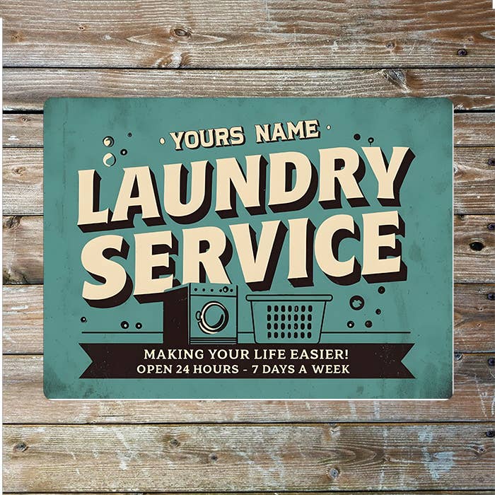 Laundry Service Name Custom Personalised | Metal Wall Sign