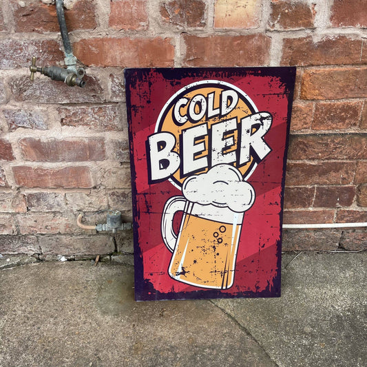 Beer Cold Bar | Metal Vintage Wall Sign