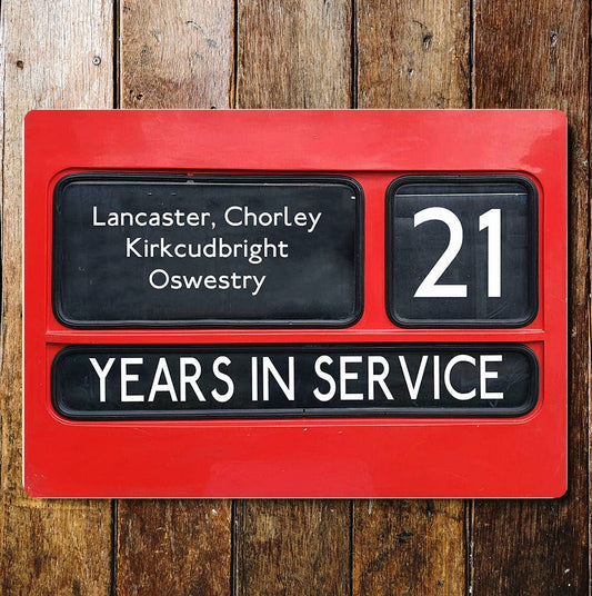 Years In Service Bus Sign Personalize | Metal Sign Plaque