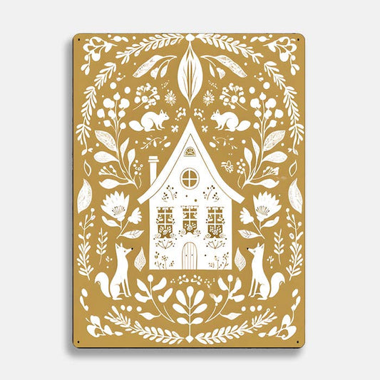 House Home Fox scandinavian folk | Metal Sign Plaque