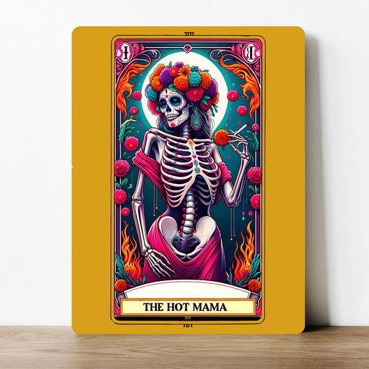 The Hot Mama Skeleton Galaxy Tarot | Metal Sign Plaque