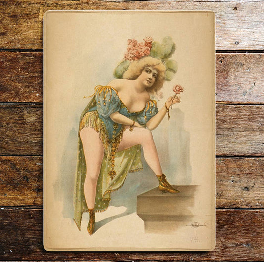 Burlesque Lady In Blue | Metal Wall Sign Plaque