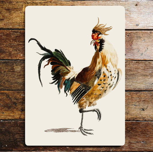 Cockerel drawing chicken hen farm animal | Metal Sign