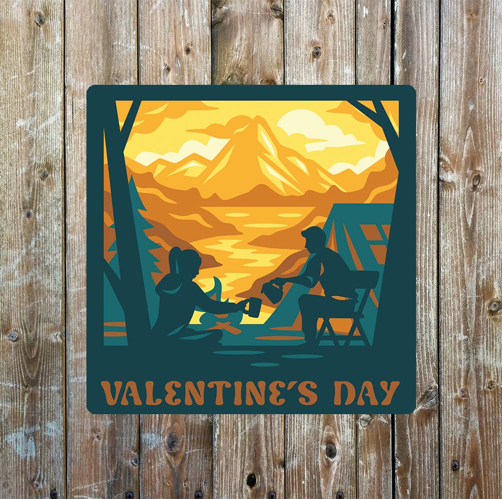 Camping Couple Valentine | Metal Sign Plaque Square