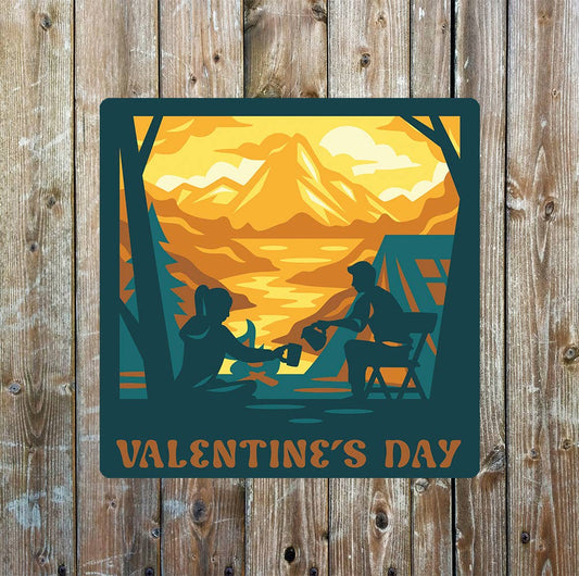Camping Couple Valentine | Metal Sign Plaque Square