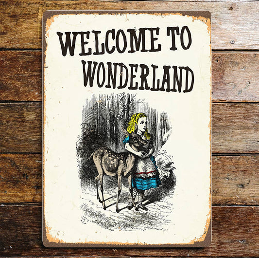 Welcome To Wonderland Alice in Wonderland | Metal Sign Plaque