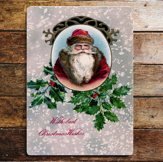 Santa Father Christmas Wishes Metal Wall Sign