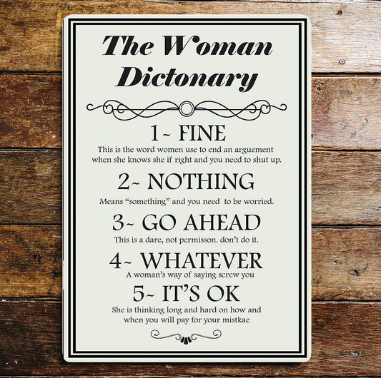 The Woman Dictionary Metal Wall Sign Plaque
