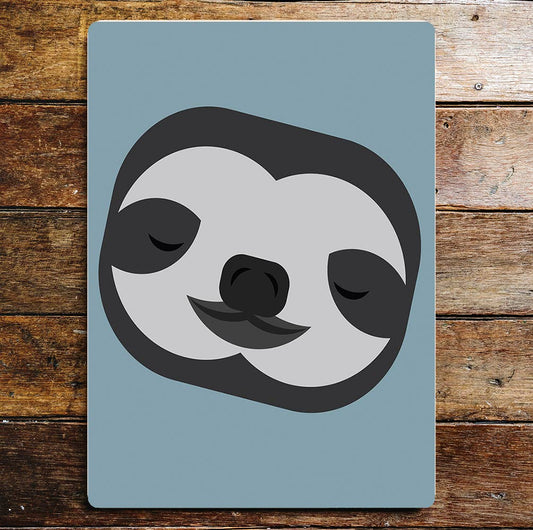 Sloth Face Portrait Metal Sign plaque