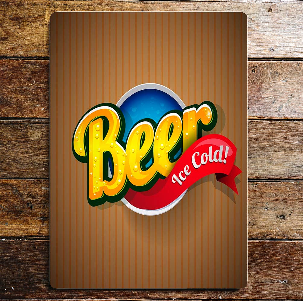 Beer Ice Cold | Metal Pub Wall Sign