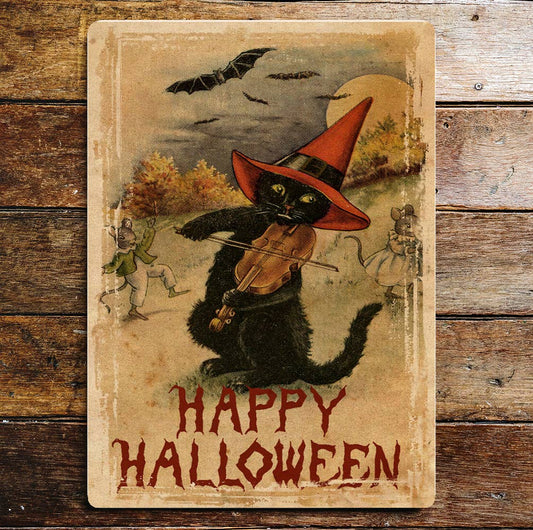Happy Halloween cat | Metal Wall Sign Plaque