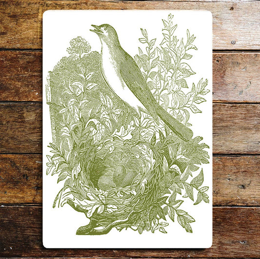 Bird Calling Nest Tree Leaves | Metal Sign Plaque