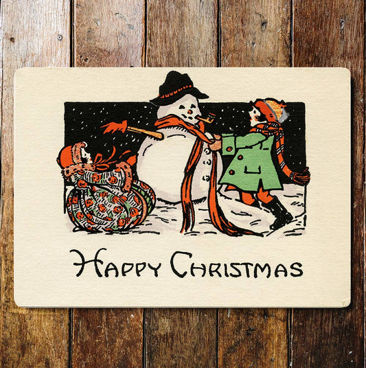 Christmas snow man winter scarf | Metal Sign Plaque