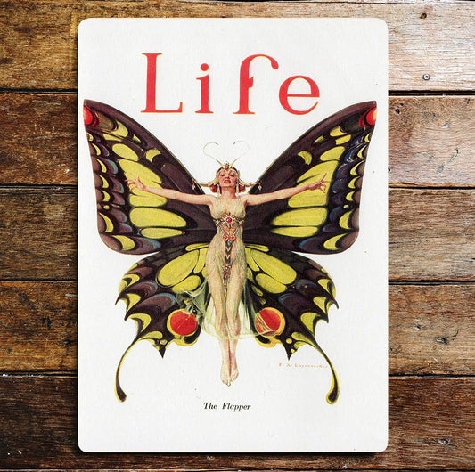 The Flapper Butterfly Girl Life Metal Sign Plaque