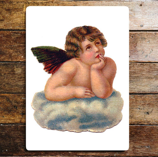 Angel Cherub Cloud Majestic | Metal Wall Sign