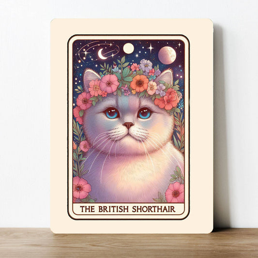 The British Shorthair Cat Tarot Magic Metal Sign Plaque