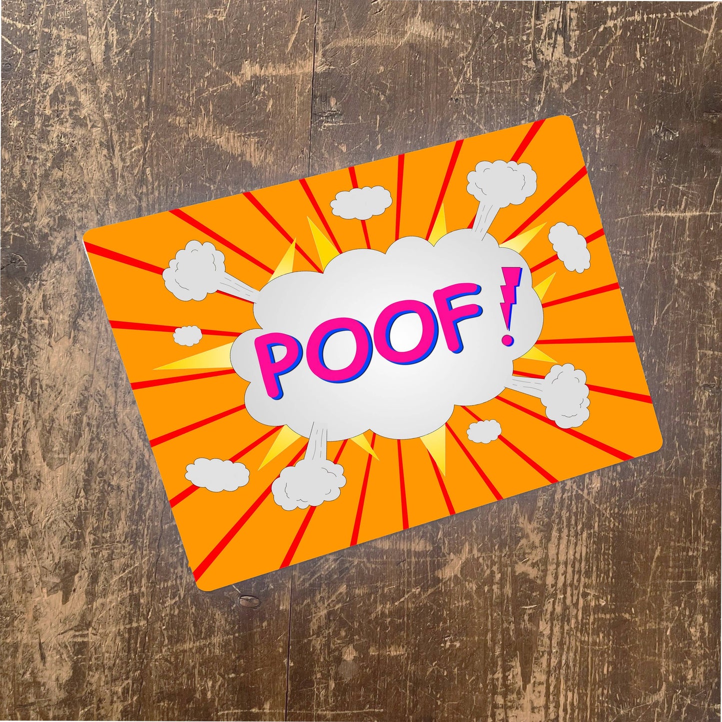 Poof Comic Style writing Metal Pop Art Wall Sign