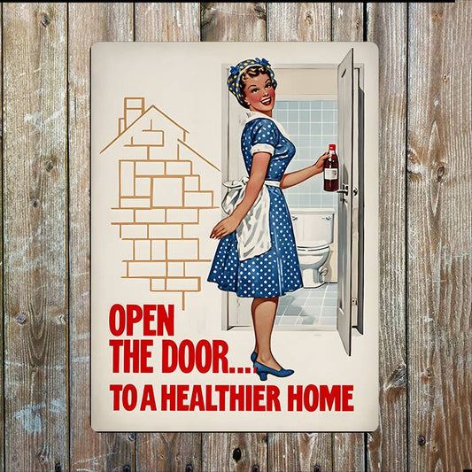 Vintage Open The Door Healthier Home | Metal Sign Plaque