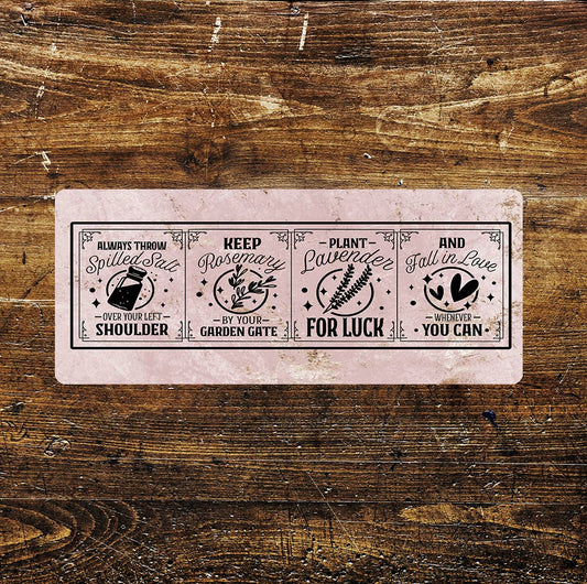 Superstitious Rosemary Salt Witch | Metal Sign Plaque