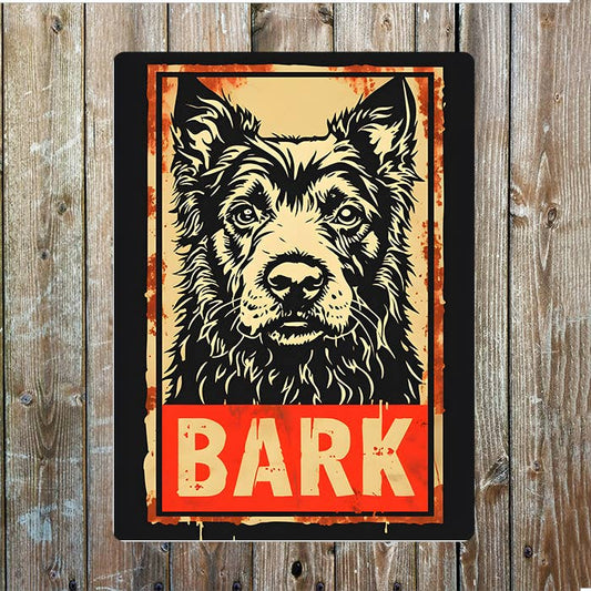 And Cream Dog Face Bark | Metal Sign Plaque