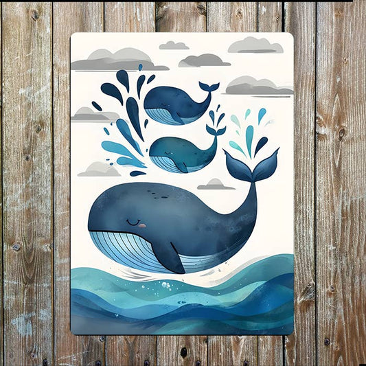 Whales Family Sea Nautical | Metal Sign Plaque