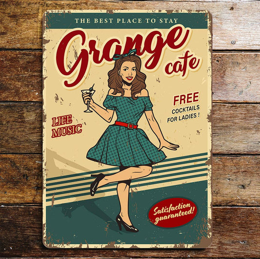 Retro Garage Cafe Metal Wall Sign Plaque