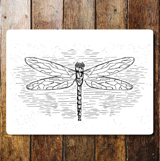Dragon fly black & white sketch | Metal Sign Plaque