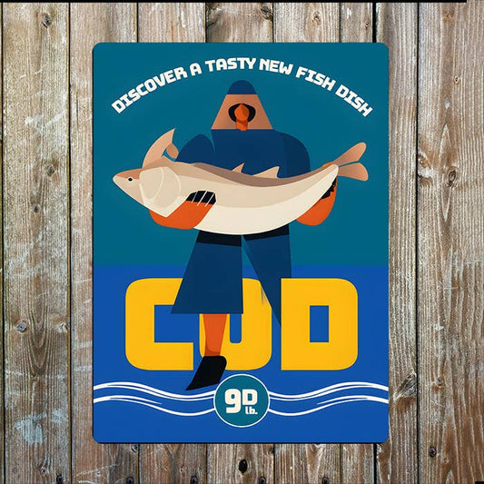 Cod Fish Dish Fisherman Sea Nautical | Metal Sign Plaque