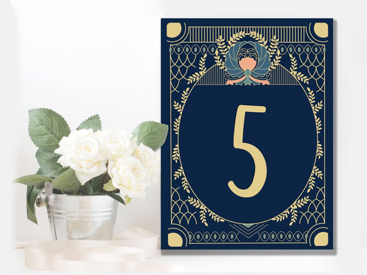 Wedding Table Numbers Art Deco | Metal Wall Sign