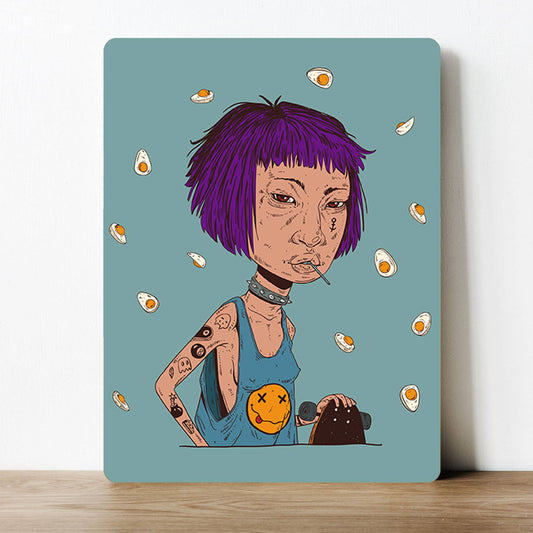 Punk Rock Cartoon Artwork Metal Sign Plaque