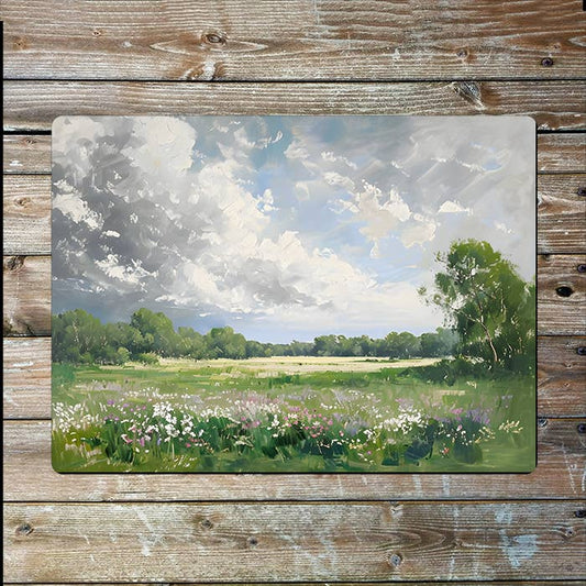 Impressionistic Landscape With Wildflowers Metal Sign Plaque