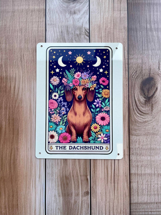 The Dachshund Flower Tarot | Metal Sign Plaque