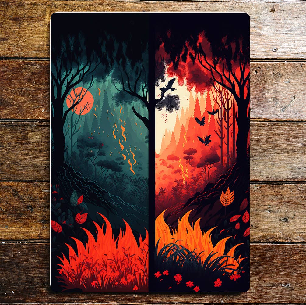 forest moon mythical winter autumn | Metal Sign plaque