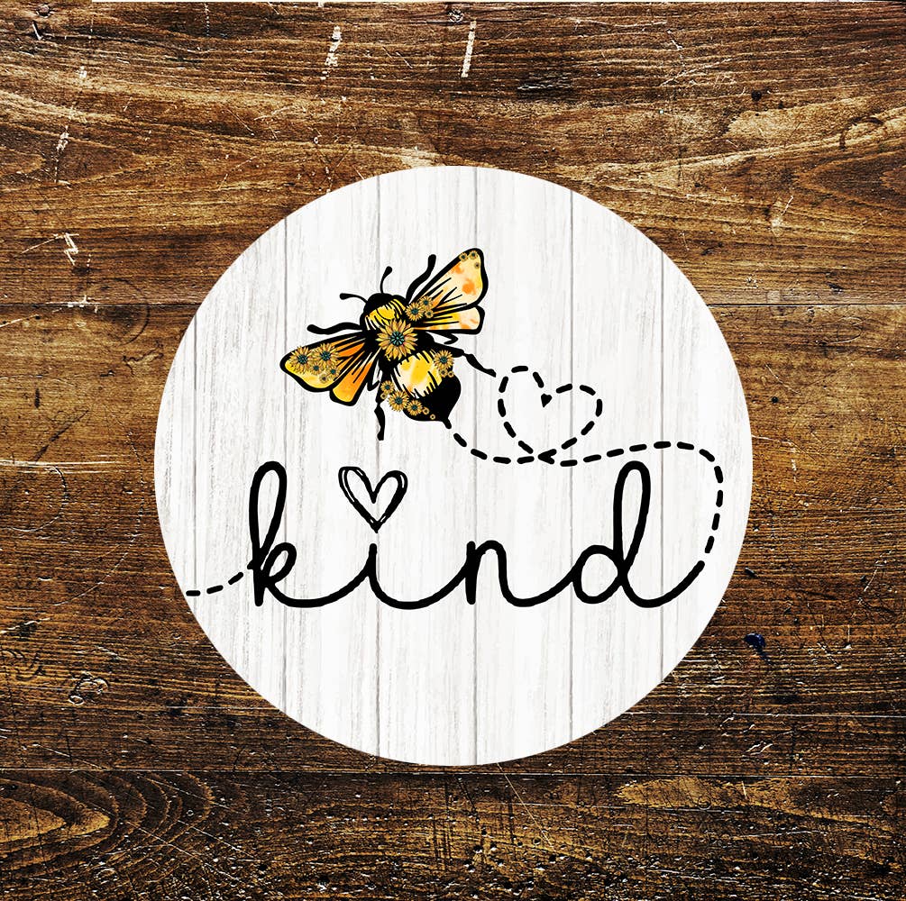 Be Kind Love Heart Bee Circle Metal Sign