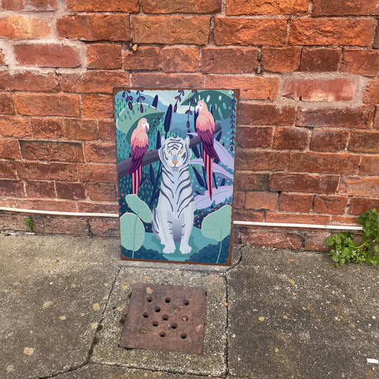 Blue Tiger | Metal Advertising Wall Sign