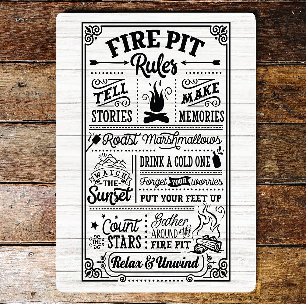 Fire pit rules | Metal Vintage Wall Sign